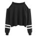 Bigfanshu Womens Hoodies for Off Shoulder Long Sleeve O-Neck Casual Sweatshirt Short Pullover Plus Size Clothes Black