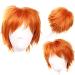 S-noilite Unisex Women Short Curly Straight Cosplay Wig Men Male Anime Costume Hair Tail Full Wigs Dark Orange