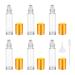 6 Pcs 10ml Essential Oil Roller Bottles Clear Glass Roll on Bottles Refillable Perfume Sample Bottles with Stainless Steel Roller Ball Plastic Pipette Funnel Transparent Gold
