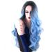 BGHJUE N Wigi S A Wig Wigs Short Hair Forwomen Synthetic Ombre Temperature Fiber Hair Blue Curly Hair