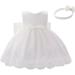 FYMNSI Baby Girl Baptism Christening Dress with Lace Floral Embroidery and Headband | 18-24 Months White - Buy Online on GoSupps.com
