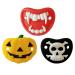 Gadpiparty 3pcs Funny Pacifier for Baby Halloween Silicone Baby Nipple Pumpkin Skeleton Vampires Fangs Shaped Pacifier for Halloween Party Favors Gifts