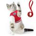 Supet cat dishes Breaking-out cat linen with dishes for cats soft cats vest with leash for kitten dogs chihuahua (l red) l (chest size: 38-43 cm) red