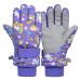 Century Star Kids Winter Gloves Waterproof Boys Snow Gloves Girls Ski Gloves Insulated Warm Gloves Outdoor Mittens Large(fits 9-13 years) Purple