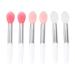 FRCOLOR Silicone Lip Brush 6 Pieces Reusable Single Head Lipstick Applicator Brushes Mini Silicone Lip Balm Brush Lip Balm Oil Applicator Professional Makeup Brush Tool (Pink White)