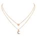 DoubleNine Double Layered Tiny Heart Moon Pendant - Gold Dainty Necklace for Women & Girls | Everyday Simple Jewelry - Buy Online on GoSupps.com