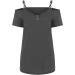 Dark Gray Lace Cold Shoulder Plus Size Top - Women's Summer V Neck T Shirt Blouse - Buy Online on GoSupps.com
