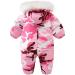 Kids Winter Snowsuit | Waterproof Hooded Fleece Romper | Pink | 2-3 Years - Buy Online on GoSupps.com