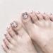 Sethexy rhombus mirror page false toe nail art tips shine full cover 24pcs fake toenails for women and girls