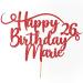 Cakeshop personalized Happy Birthday glitter cake decoration adapted color every name & every old cake decoration for birthday party (red)