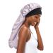 Greatremy Extra Long Silky Satin Hair Bonnet & Satin,Pale Purple Double Layer Sleep Cap for Women Dreadlocks,Braids,Locs,Curly,Long Hair Sleeping Extra Long Pale Purple