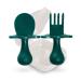 Grabease Baby and Toddler Self-Feeding Utensils Spoon and Fork Set for Baby-Led Weaning Made of Non-Toxic Plastic Featuring Protective Barriers to Prevent Choking and Gagging Forest Green