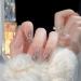 24Pcs/Set Press On Nails Autumn Winter Short Ice Gray Sparkling Diamonds Patch False Nails Acrylic Fake Nails Full Cover Nails Tips Artificial Finger Manicure Press on nails for Women and Girls - Buy Online on GoSupps.com