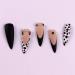 Justotry 24-Piece Cow Print Stiletto Press-On Nails | Black French Artificial Nails & Matte Almond Art | Trendy Fingernails for Women - Buy Online on GoSupps.com