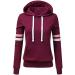 Bigfanshu Womens Hoodie Sweatshirts Ladies Hoodies Stripe Long Sleeve Blouse Hooded Pocket Pullover Tops Shirt Wine Red - Buy Online on GoSupps.com
