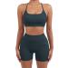 SUUKSESS Women Seamless Workout Set | High Waist Booty Shorts & Strappy Sports Bra | Deep Green | Size 2-4 - Buy Online on GoSupps.com