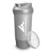 Protein Shaker 700 ml "Fyra" leak -proof - BPA free with powder compartment & sieve and scale for creamy whey protein shakes shaker protein shake protein Shaker mug for BCAA and gaming booster in silver