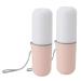 Travel Toothbrush Holder Case Plastic Multifunctional Portable Toothbrush Cup Case (White Pink)