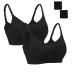 Dreamburn Maternity Nursing Bra Wireless Seamless Comfortable Breastfeeding Bras 4 Rows Adjust Hook with Removable Spill Prevention Pads Add Extenders M 2*black Style1