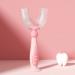 ZALUJMUS Kids U-Shaped Toothbrush Manual Training Tooth Brush Food Grade Soft Silicone Brush Head 360 Oral Teeth Cleaning Design for Toddlers and Children (for 6-12Y Pink) For 6-12Y Pink