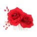 Housoutil 1pc Teasing Combs for Women Hair Clips Classic Hair Comb Hair Accessories for Women Wedding Barrettes for Women Wedding Hair Clip Bridal The Flowers Flower Head Miss Red