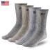 People Socks Men's Women's Merino wool crew socks 4 pairs 71% premium with Arch support Made in USA Large Large 2 X Charcoal Black, 1x Navy, 1 X Brown