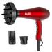 BERTA Professional Hair Dryer 1875W Tourmaline Ceramic & Negative Ionic Hair Blow Dryer 2 Speed 3 Heat Settings Cool Button with 4 Attachments