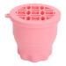 2 in 1 Makeup Brush Cleaner Bowl Folding Portable Makeup Brush Cleaning Bowl with Brush Drying Rack Multifunctional Brush Cleaner Mat Brush Cleaning Mat Space Saving(Pink)