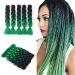Showjarlly jumbo braid art hair hair ombre braid extension 24 inch KanCalon braid extensions 5 pieces for crochet twist braids braid for simple braids black/black green/dark green# 61cm-24 inch (5 Pack) black/black-green/dark green