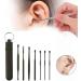 7Pcs Ear Wax Remover Set - Stainless Steel Ear Cleaner Spoon Spring Curette - Black Color - Buy Online on GoSupps.com