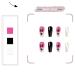 Summer Palm Tree Gradient Press on Nails - White Black Glitter Pink Acrylic Glossy Full Cover Medium Length Fake Nails for Women - Holiday Square Style - Buy Online on GoSupps.com