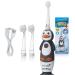 brush-baby WildOnes Kids Electric Rechargeable Toothbrush Penguin  1 Handle  3 Brush Heads  USB Charging Cable  for Ages 0-10 (Penguin)