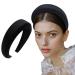 OAOLEER Padded Headbands Fashion Women Thick Velvet 90s Hair Accessories Head Band Fashion Headwear Wide Plastic Hairbands For Woman 1-Black
