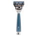 M HLE Rytmo system razor - compatible with Gillette blades elegant resin handle chrome-plated metal accents petrol