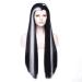 Morticia Long Straight Black and White Mixed Widow's Peak Design Women Costume Wig