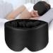 Hilph Sleep Mask Reusable Eye Mask for Sleeping 100% Blackout Satin Sleep Eye Mask for Side Sleeper with Adjustable Headband Large Sleeping Mask for Travel Yoga Nap - Black