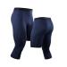 Men's 3/4 One Leg Compression Capri Tights Pants Athletic Baselayer Underwear Sports Leg Sleeves for Sport Navy Medium