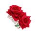 ibasenice Red Garland Hair Flowers Clips- Flamenco Dancer Hairpins Floral Hair Accessory 3D Rose Flower Hair Comb Headpieces Wedding Hair Clip Headwear Barrette Bride Accessories