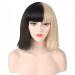 BGHJUE WIG Hair 28cm for Black and White Women Brazilian Short Bob Wight Straight Glueless Lace WIG 28cmblackandwhite Black and White28cm