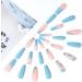 Brishow Coffin False Nails - Long Blue Flower Fake Nails | 24pcs Ballerina Acrylic Stick on Nails for Women and Girls - Buy Online on GoSupps.com