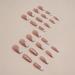 French Tip Press on Nails - Long Gold Foil Square Shape Reusable Gel Nails - 24 Pcs Glossy Nude Stick-On Nails for Women & Girls - Buy Online on GoSupps.com