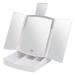 Lighted Makeup Mirror 1X/5X Magnification with 60 LED Touch Screen Dimming Portable Tri-Fold Cosmetic Vanity Mirror with Storage Base  3 Color LED  180 Adjustable Rotation  Dual Power Supply  (White)