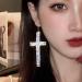 Wekicici Rhinestone Cross Tassel Drop Earrings - Crystal Hoop Fashion Accessories for Women in Silver - Buy Online on GoSupps.com