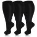 3 Pairs Plus Size Compression Socks for Women & Men 20-30 mmHg Wide Calf Extra Large Knee High Flight Socks Compression Stockings for Circulation Support 2XL 3PCS-Black