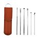 Shiker Innovative Spring Earwax Cleaner Tool Set with PU Bag Earwax Sticks Remover 6pcs/Set Stainless Steel Ear Cleaner Scoop Earpick Great Gift for Family and Friends Brown
