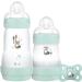MAM Easy Start Colours of Nature Starter Self Sterilising Anti Colic Starter Set (Racoon) Non-Shiny Matt Finish Newborn Bottle Set and Soother Newborn Essentials Sage Green