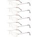 Eyekepper 5 Pieces Stainless Steel Frame Half-Eye Style Reading Glasses Reader +4.00 Gold