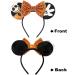 Kiddale Halloween Mouse Ear Headband for Women Girls Orange Bow Skull Hair Hoop Headwear Headdress for Halloween Party Cosplay Decoration - Buy Online on GoSupps.com