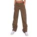 Baggy Cargo Pants for Teen Girls Women High Waist Straight Wide Leg Jeans Fashion Lounge Trousers Y2K E-Girl Streetwear Brown Medium