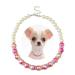 PET SHOW Pink Small Dogs Necklace Faux Pearl Rhinestone Female Cat Puppy Doggies Jewelry Grooming Accessories (M 9.8-11.8")
